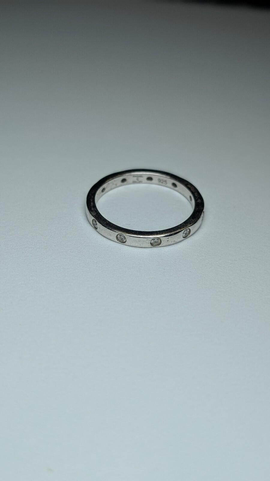 Vintage Sterling Silver Clear Gemstone Band Ring | Size S 1/2 | 925 Silver - Image 3