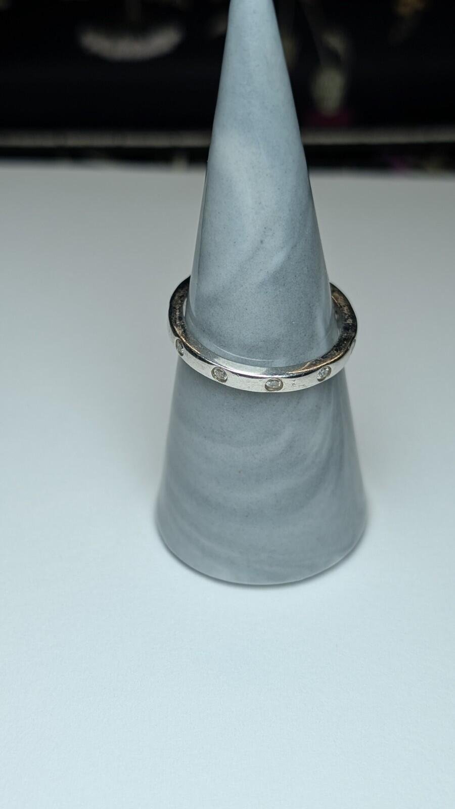 Vintage Sterling Silver Clear Gemstone Band Ring | Size S 1/2 | 925 Silver - Image 5