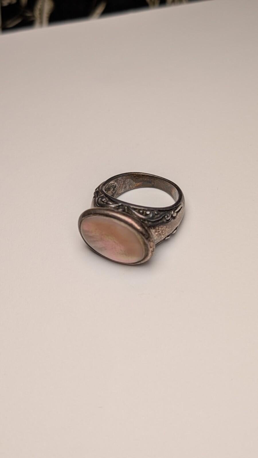 Vintage Sterling Silver Mother Of Pearl / Abalone Ring | Size L 1/2 | 925 Silver