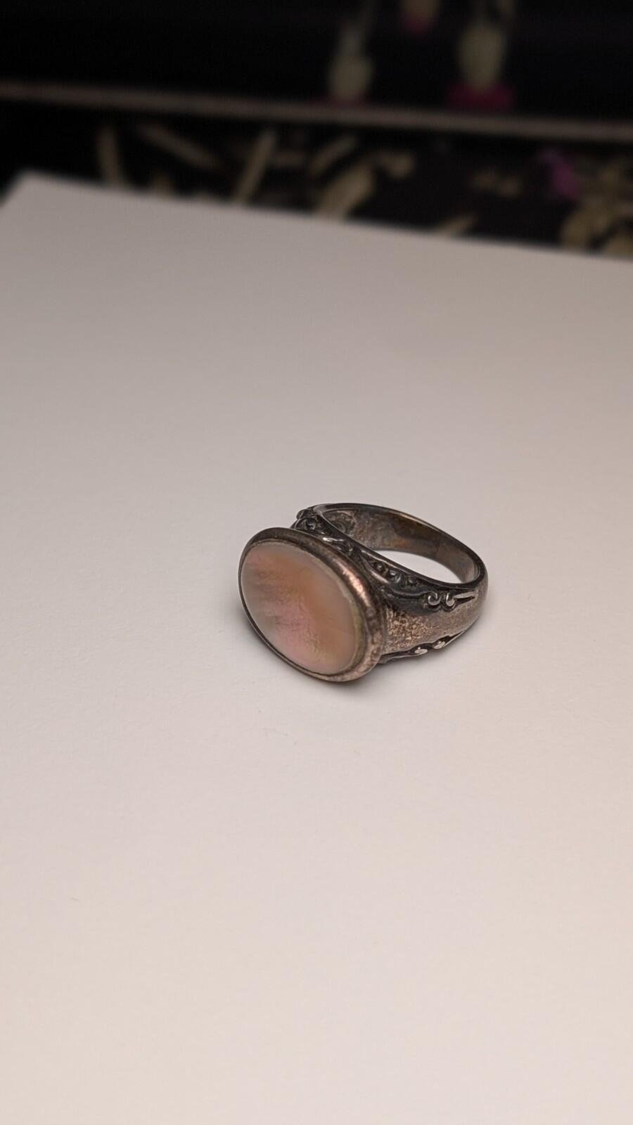 Vintage Sterling Silver Mother Of Pearl / Abalone Ring | Size L 1/2 | 925 Silver - Image 2