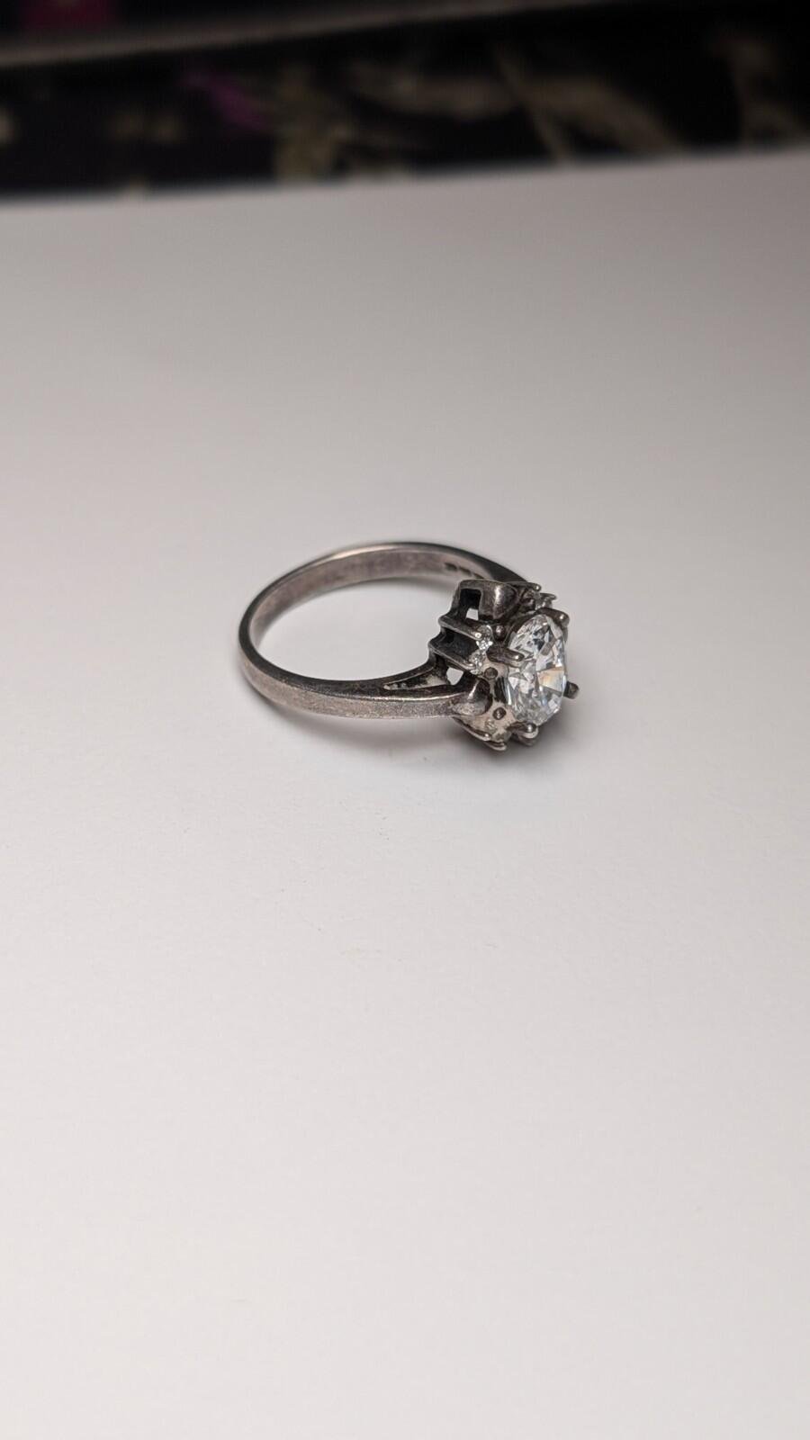 Vintage Sterling Silver Clear Gemstone Cluster Ring | Size O 1/2 | 925 Silver - Image 2