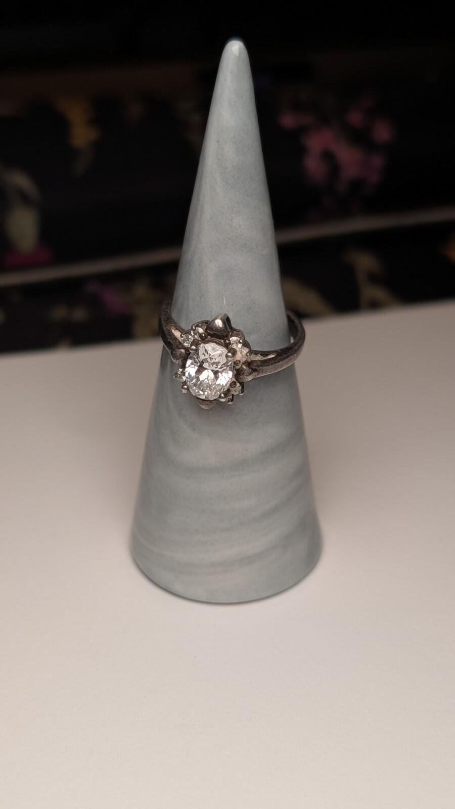 Vintage Sterling Silver Clear Gemstone Cluster Ring | Size O 1/2 | 925 Silver - Image 5