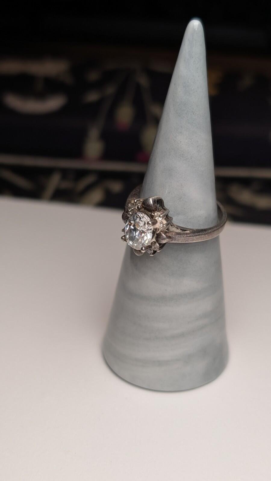 Vintage Sterling Silver Clear Gemstone Cluster Ring | Size O 1/2 | 925 Silver - Image 6