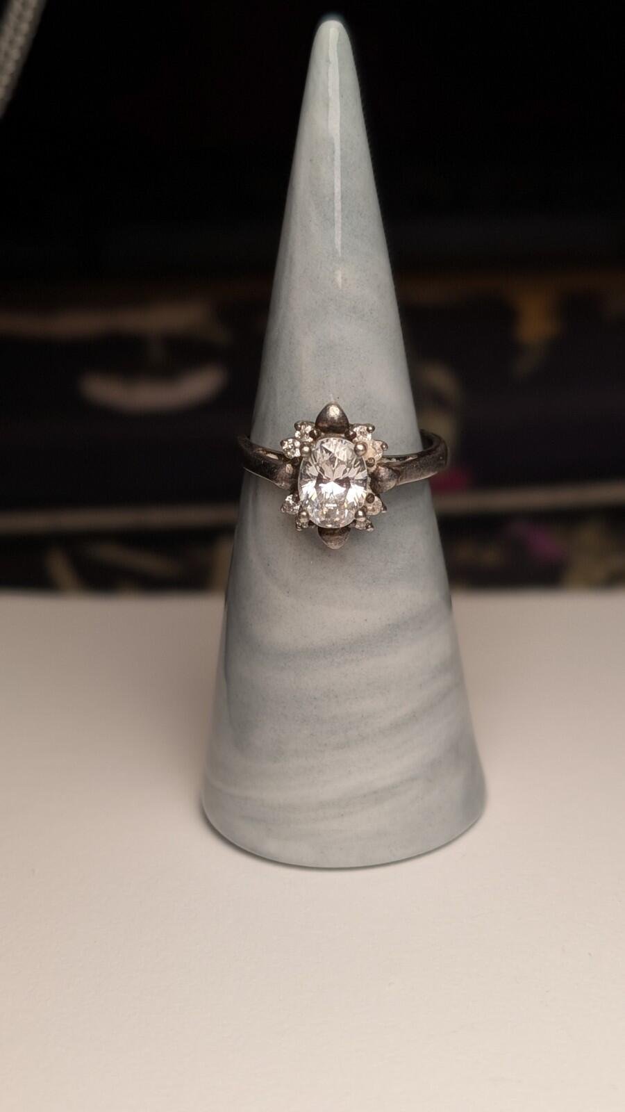 Vintage Sterling Silver Clear Gemstone Cluster Ring | Size O 1/2 | 925 Silver - Image 9