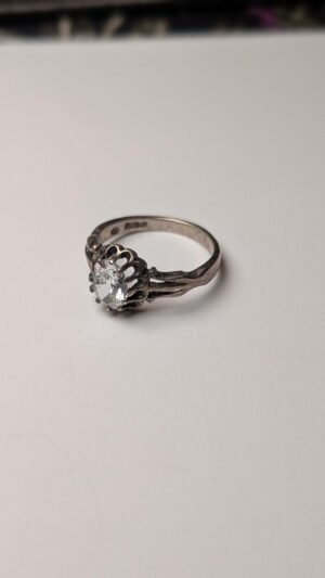 Vintage Sterling Silver Clear Gemstone Solitaire Ring | Size P 1/2 | 1995 Ring
