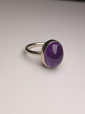 Vintage Sterling Silver Purple Gemstone Amethyst Ring | Size Q 1/2 | 925 Silver
