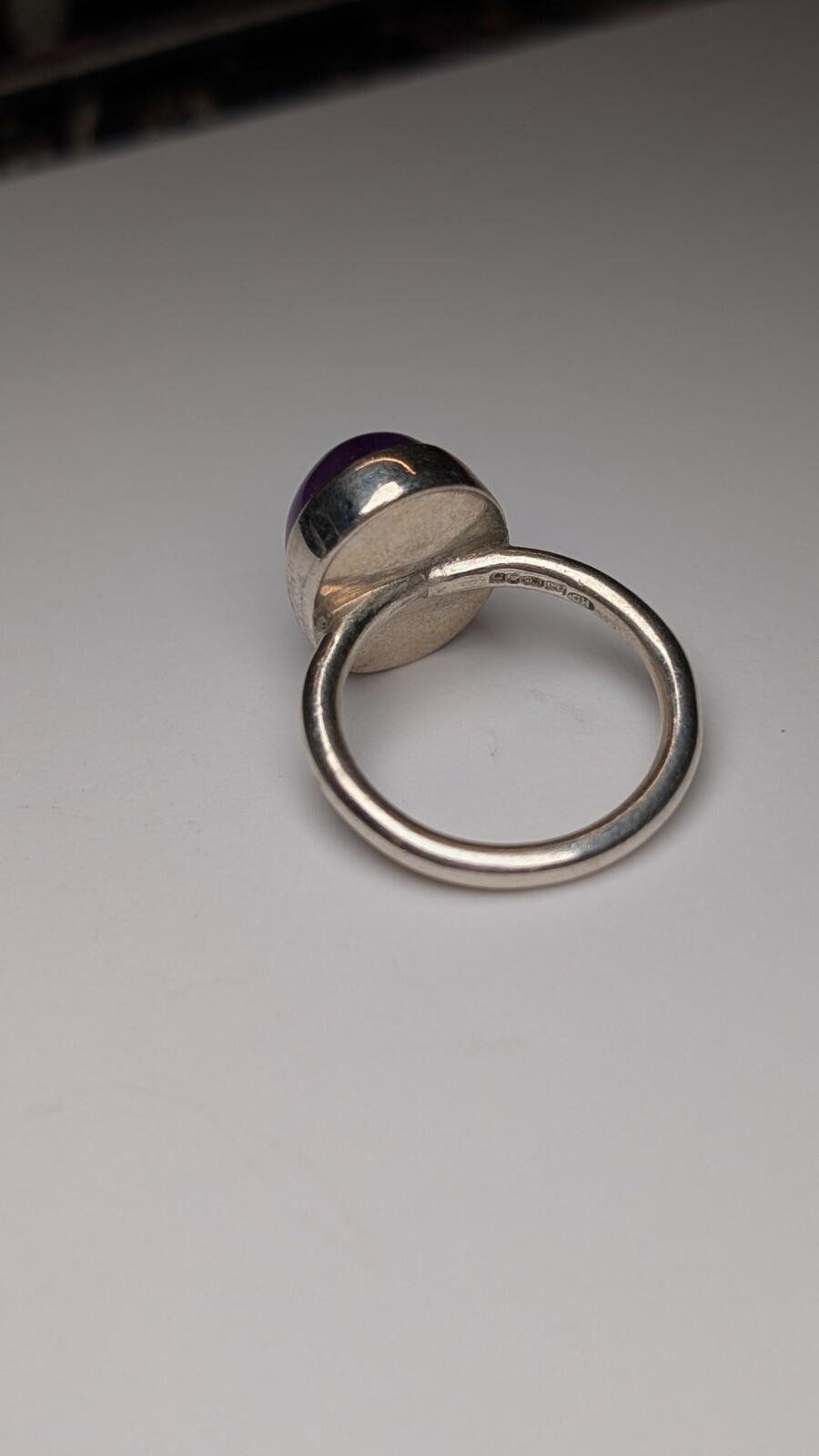 Vintage Sterling Silver Purple Gemstone Amethyst Ring | Size Q 1/2 | 925 Silver - Image 4