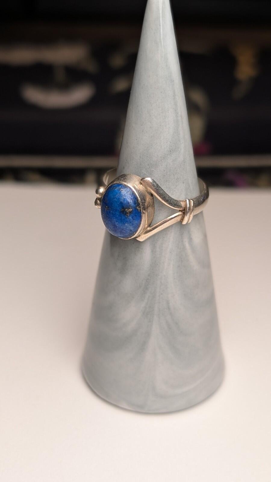Vintage Sterling Silver Blue Gemstone Lapis Lazuli Ring | Size O | 925 Silver