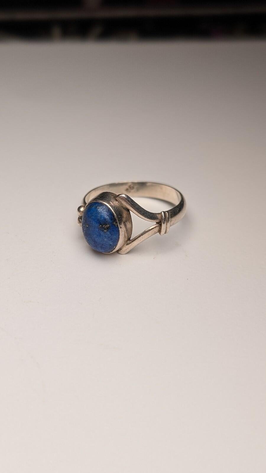 Vintage Sterling Silver Blue Gemstone Lapis Lazuli Ring | Size O | 925 Silver - Image 2