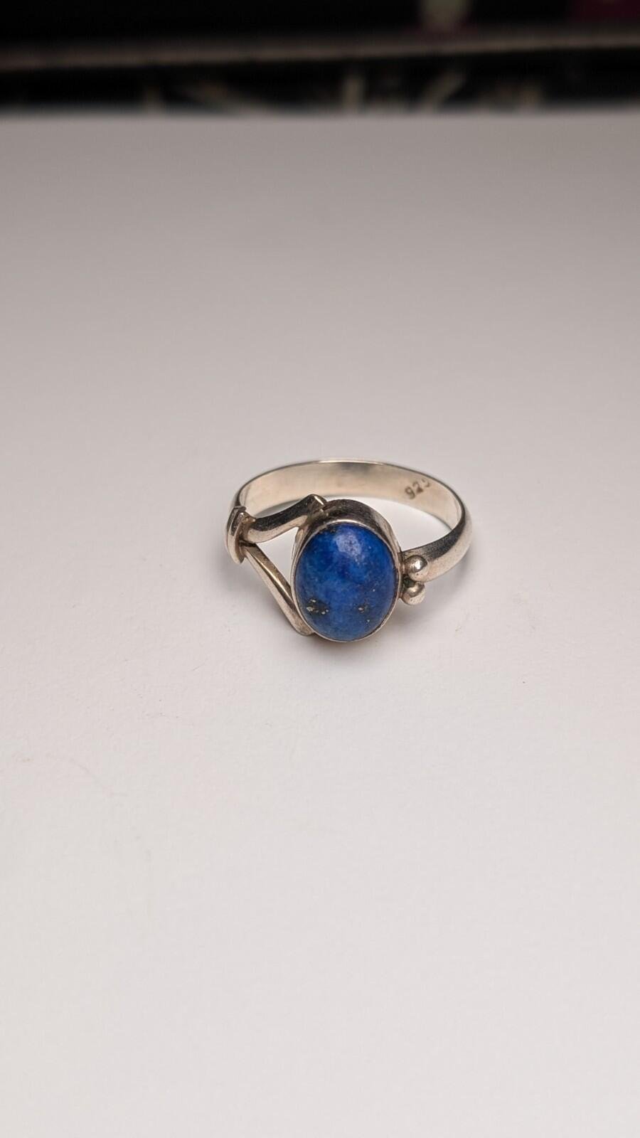Vintage Sterling Silver Blue Gemstone Lapis Lazuli Ring | Size O | 925 Silver - Image 3