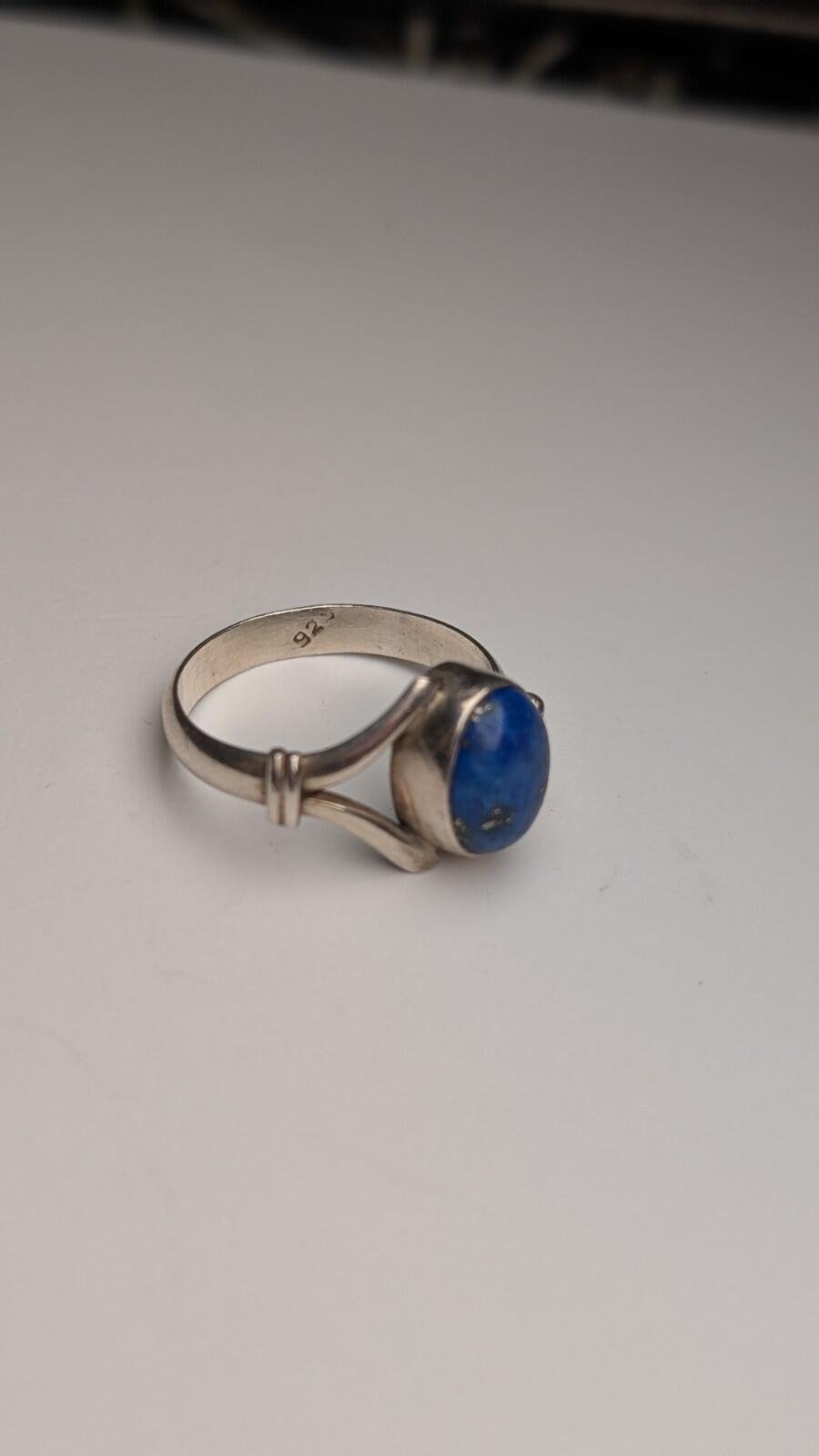 Vintage Sterling Silver Blue Gemstone Lapis Lazuli Ring | Size O | 925 Silver - Image 4