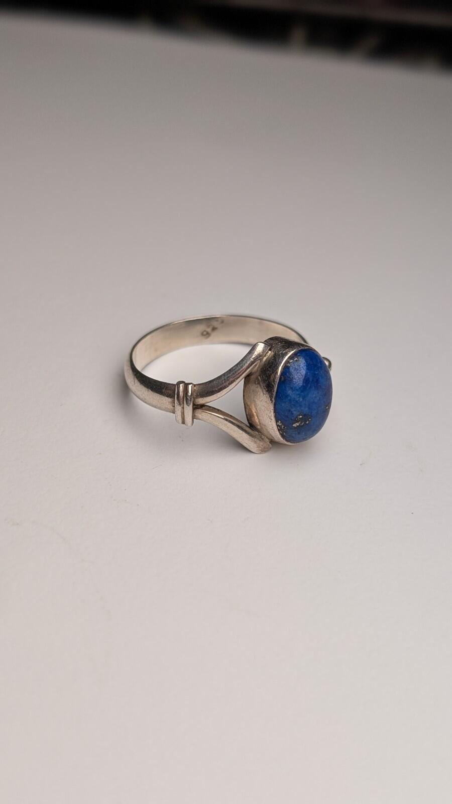 Vintage Sterling Silver Blue Gemstone Lapis Lazuli Ring | Size O | 925 Silver - Image 5