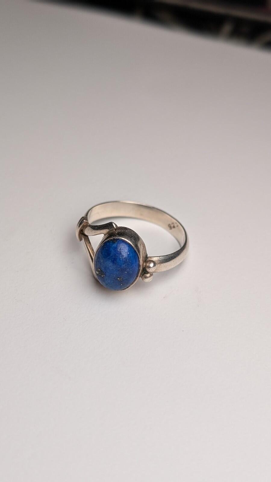 Vintage Sterling Silver Blue Gemstone Lapis Lazuli Ring | Size O | 925 Silver - Image 6