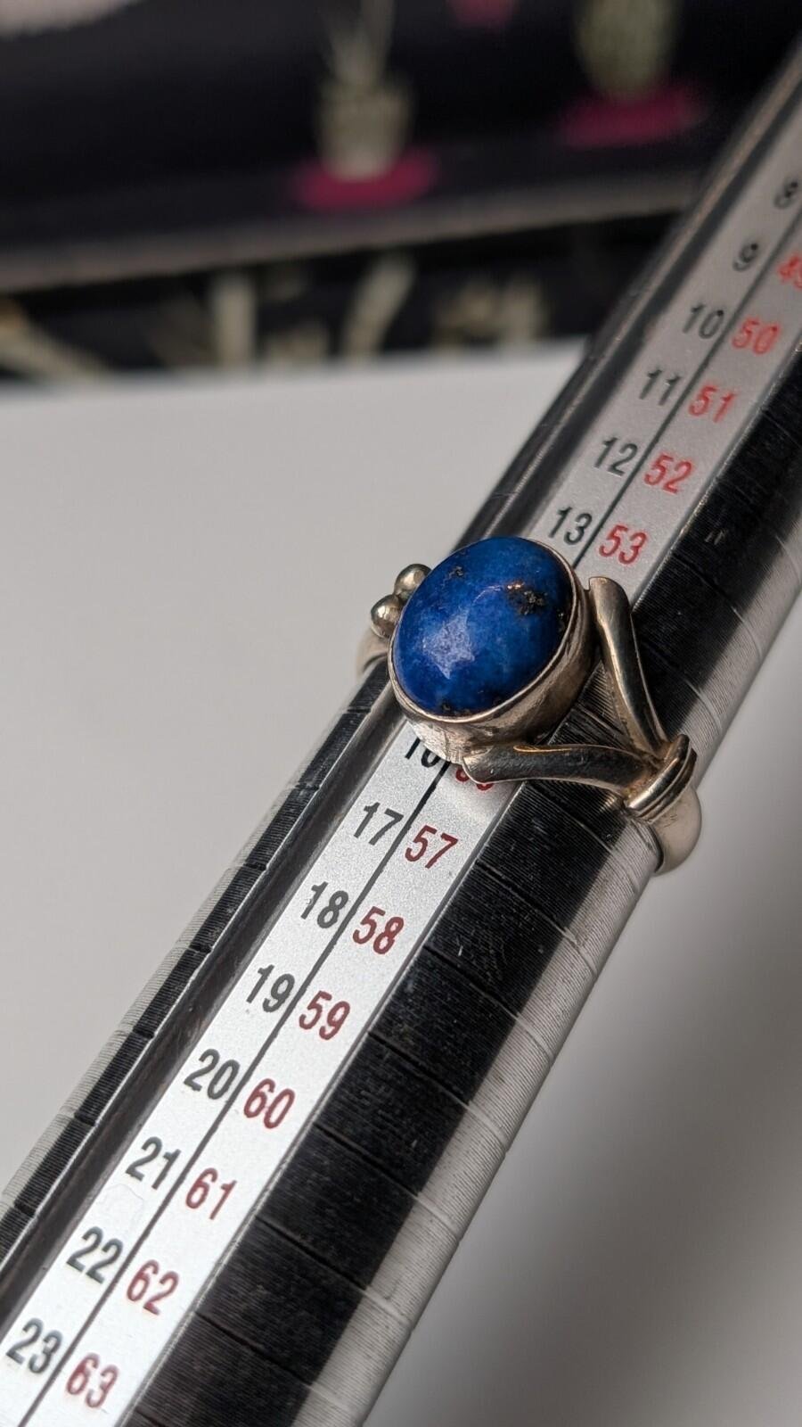 Vintage Sterling Silver Blue Gemstone Lapis Lazuli Ring | Size O | 925 Silver - Image 9