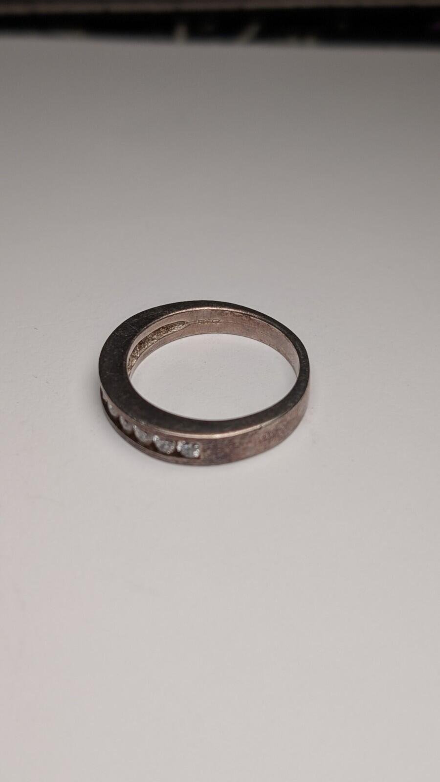 Vintage Sterling Silver Clear Gemstone Band Ring | Size S | 925 Silver - Image 5