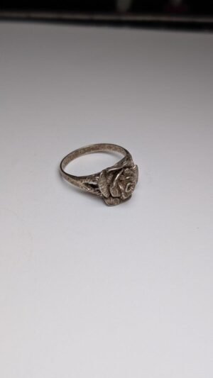 Vintage Sterling Silver Flower Rose Ring | Size N 1/2 | 925 Silver