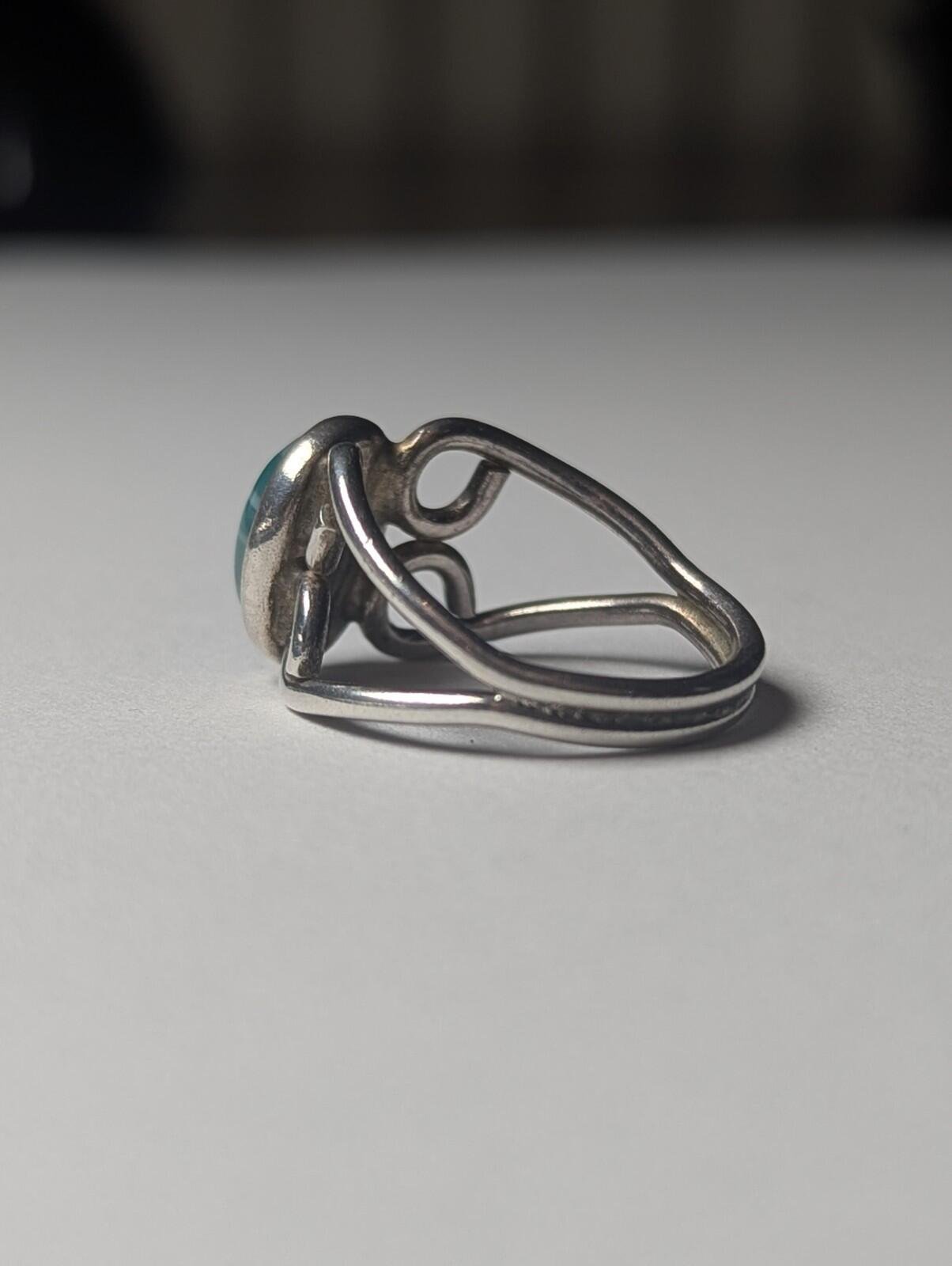 Vintage Sterling Silver 1977 Green Banded Agate Ring | Size K | 925 Silver - Image 4