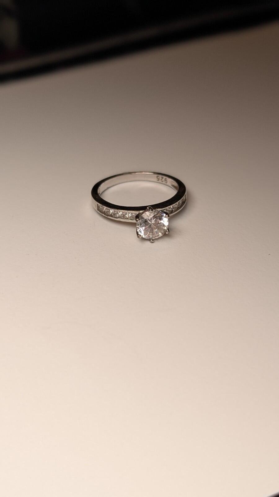 Vintage Sterling Silver Clear Gemstone Band Ring | Size Q 1/2 | 925 Silver - Image 2