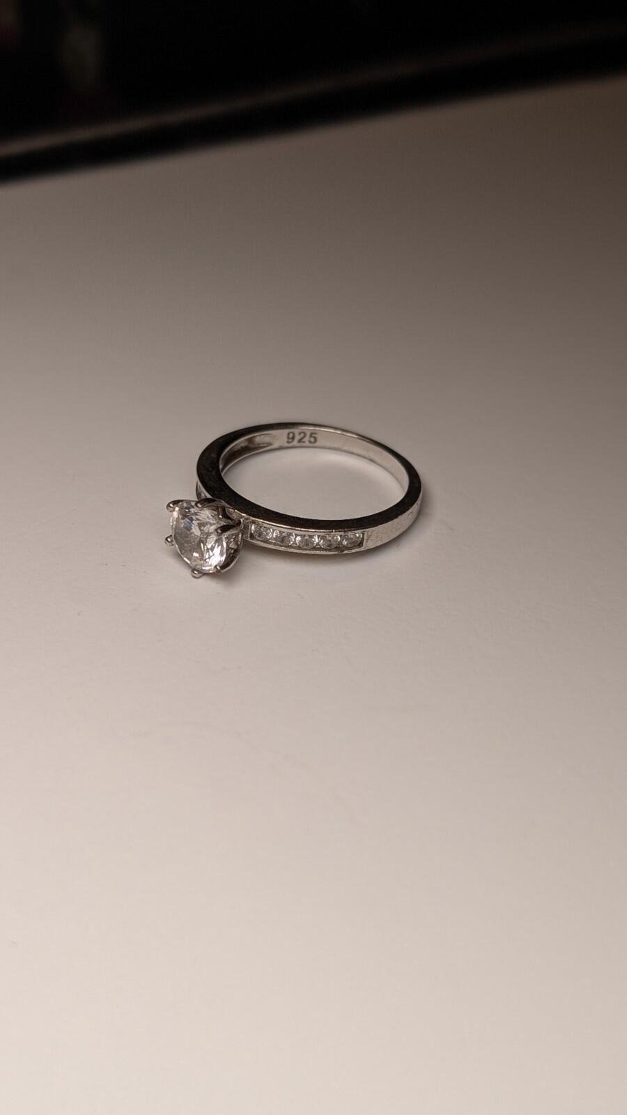 Vintage Sterling Silver Clear Gemstone Band Ring | Size Q 1/2 | 925 Silver - Image 3