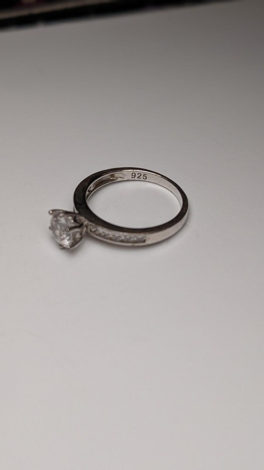 Vintage Sterling Silver Clear Gemstone Band Ring | Size Q 1/2 | 925 Silver - Image 5