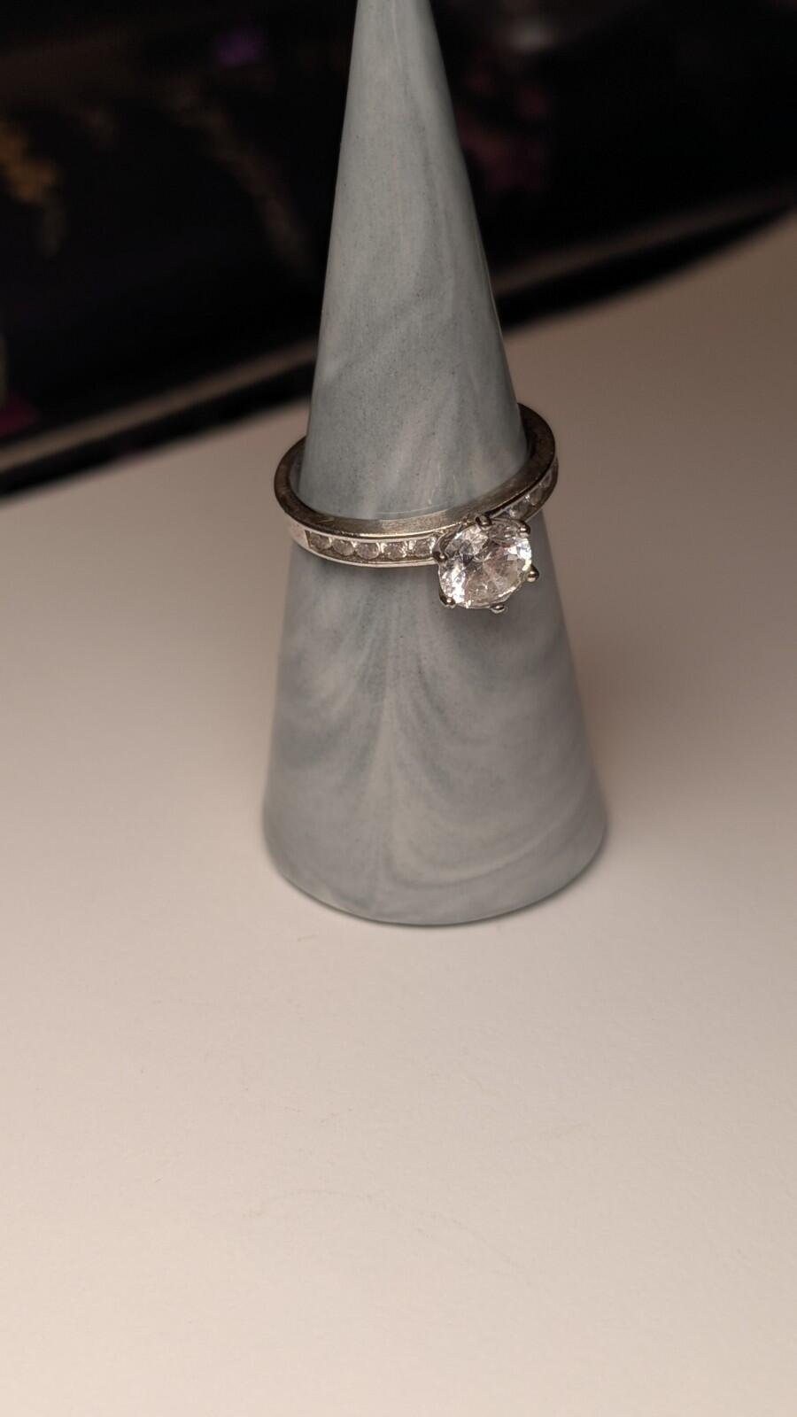 Vintage Sterling Silver Clear Gemstone Band Ring | Size Q 1/2 | 925 Silver - Image 6