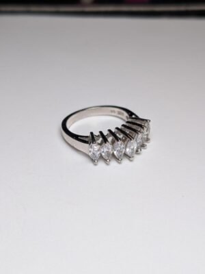 Vintage Sterling Silver Clear Gemstone Ring | Size Q | 925 Silver