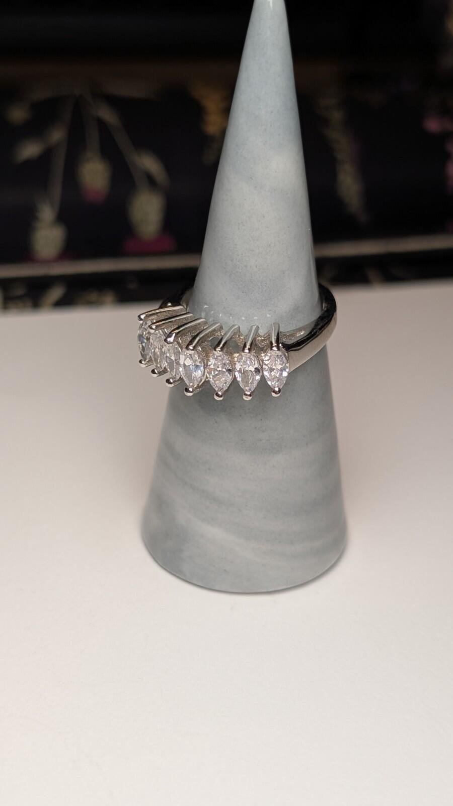 Vintage Sterling Silver Clear Gemstone Ring | Size Q | 925 Silver - Image 4