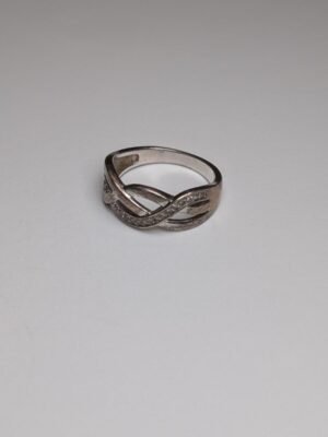 Vintage Sterling Silver Clear Gemstones Ring | Size M 1/2 | 925 Silver