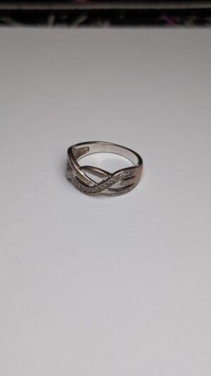 Vintage Sterling Silver Clear Gemstones Ring | Size M 1/2 | 925 Silver