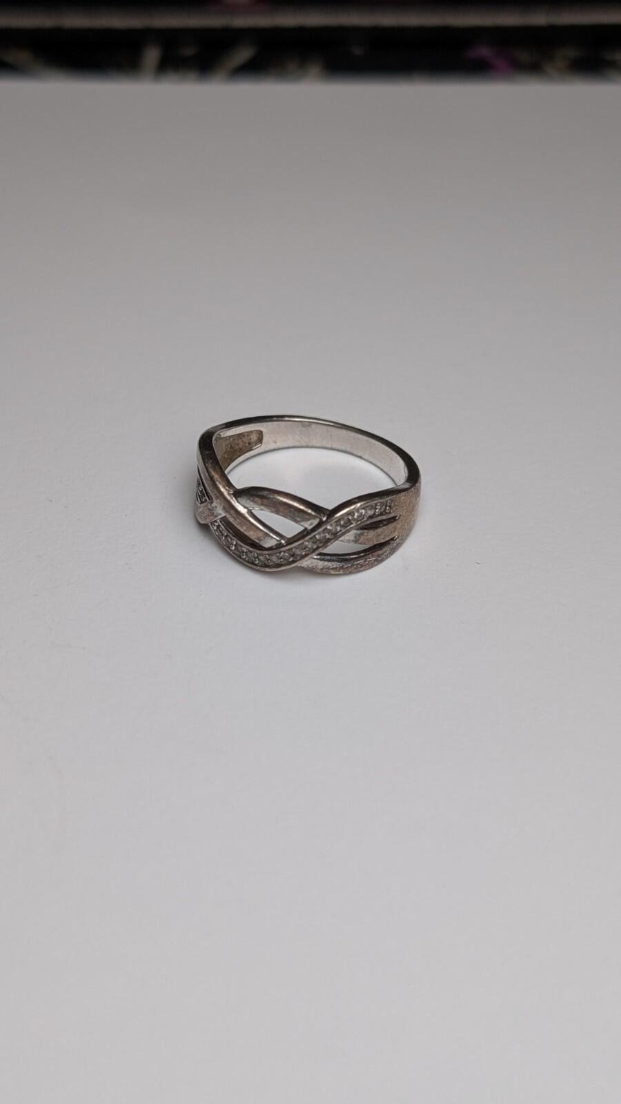 Vintage Sterling Silver Clear Gemstones Ring | Size M 1/2 | 925 Silver