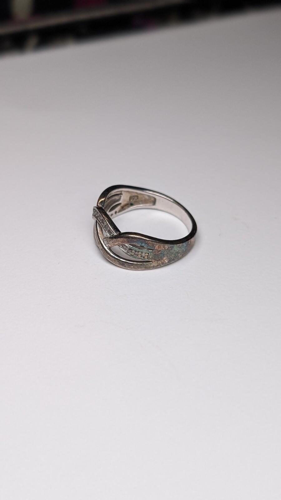 Vintage Sterling Silver Clear Gemstones Ring | Size M 1/2 | 925 Silver - Image 2