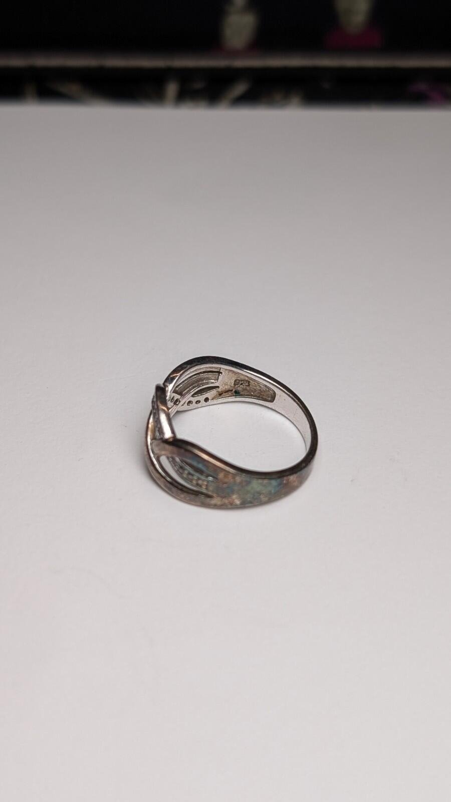 Vintage Sterling Silver Clear Gemstones Ring | Size M 1/2 | 925 Silver - Image 3