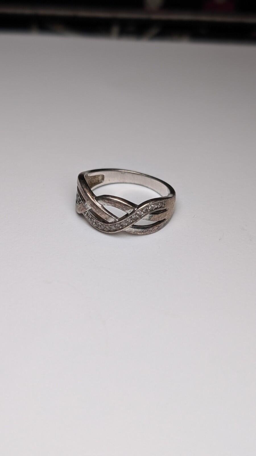 Vintage Sterling Silver Clear Gemstones Ring | Size M 1/2 | 925 Silver - Image 5