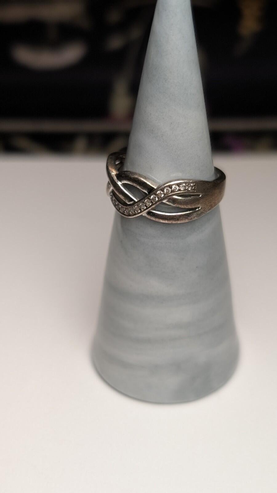 Vintage Sterling Silver Clear Gemstones Ring | Size M 1/2 | 925 Silver - Image 6