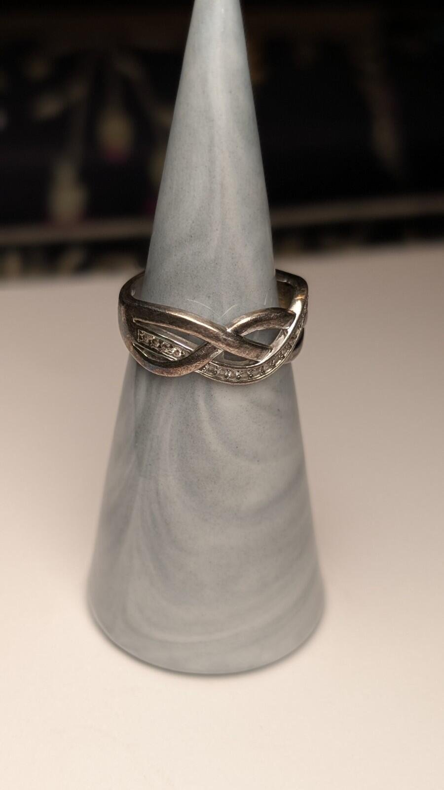 Vintage Sterling Silver Clear Gemstones Ring | Size M 1/2 | 925 Silver - Image 7