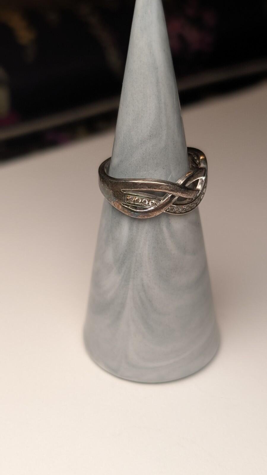 Vintage Sterling Silver Clear Gemstones Ring | Size M 1/2 | 925 Silver - Image 10