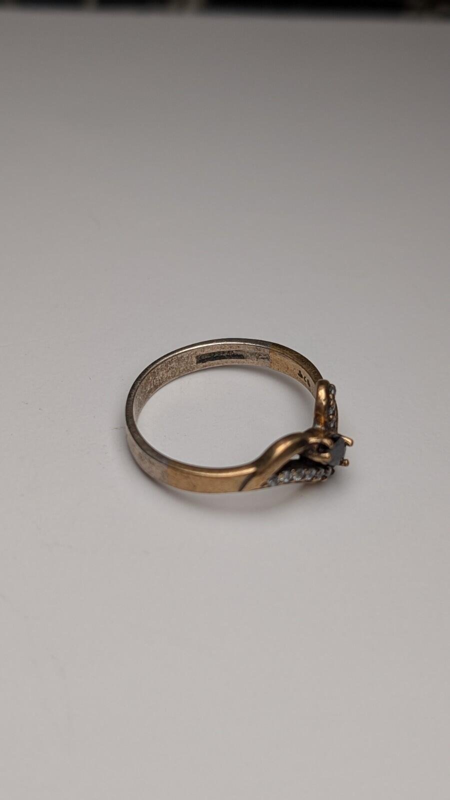Vintage Sterling Silver Clear Gemstone & Black Onyx Two Tone Ring | Size R | 925 - Image 5