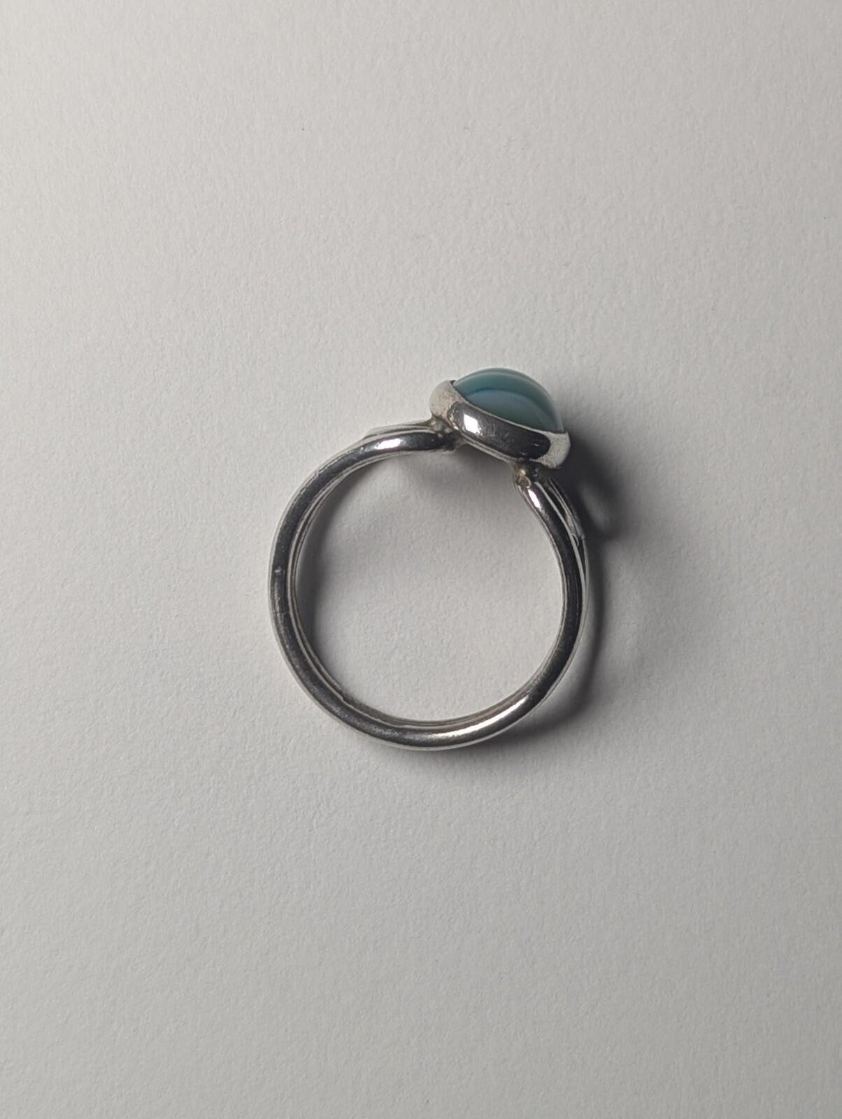 Vintage Sterling Silver 1977 Green Banded Agate Ring | Size K | 925 Silver - Image 9
