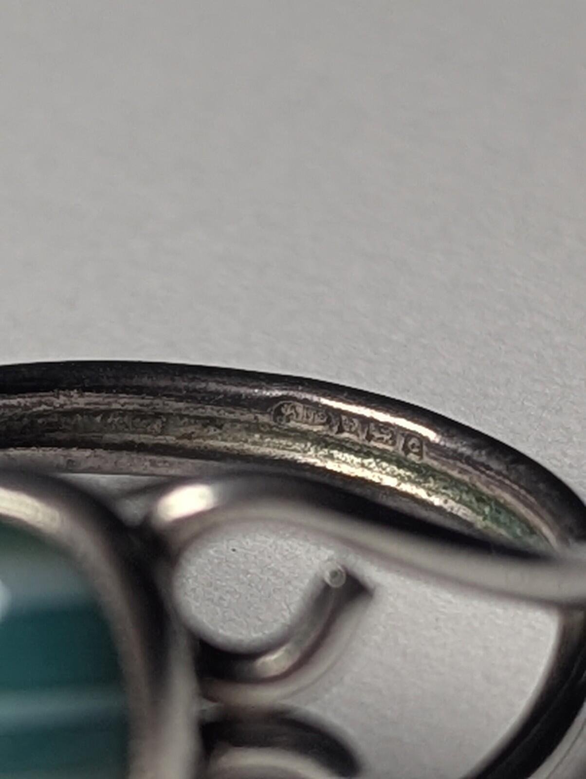 Vintage Sterling Silver 1977 Green Banded Agate Ring | Size K | 925 Silver - Image 10