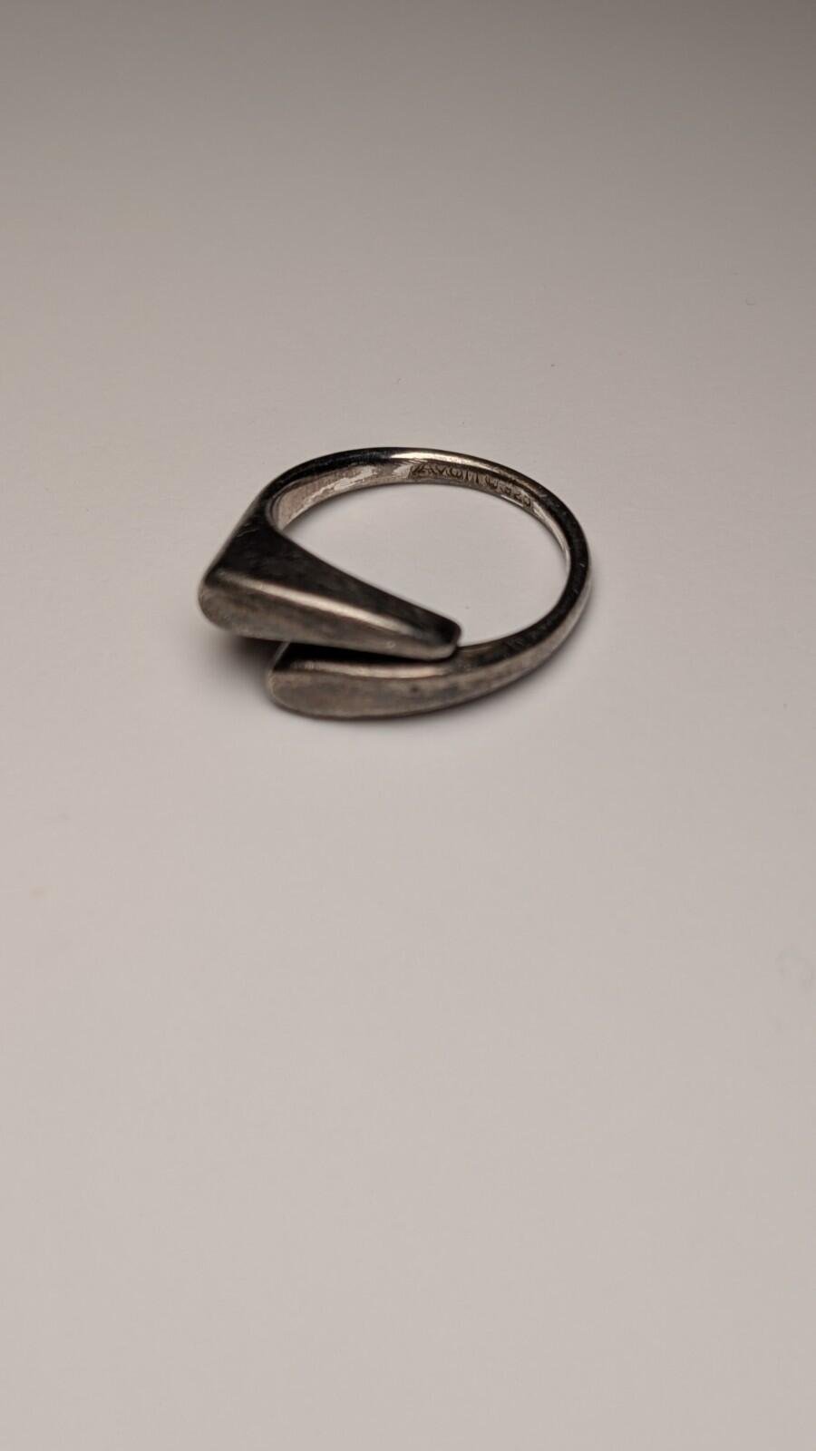 Vintage Sterling Silver Double Droplet Ring | Size R | 925