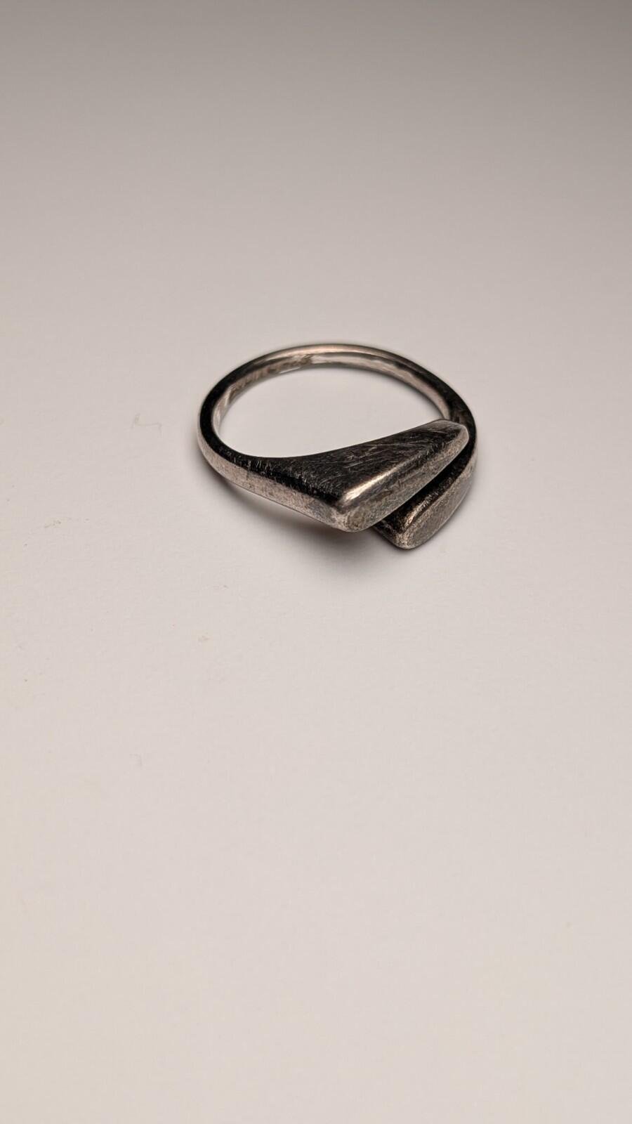 Vintage Sterling Silver Double Droplet Ring | Size R | 925 - Image 3