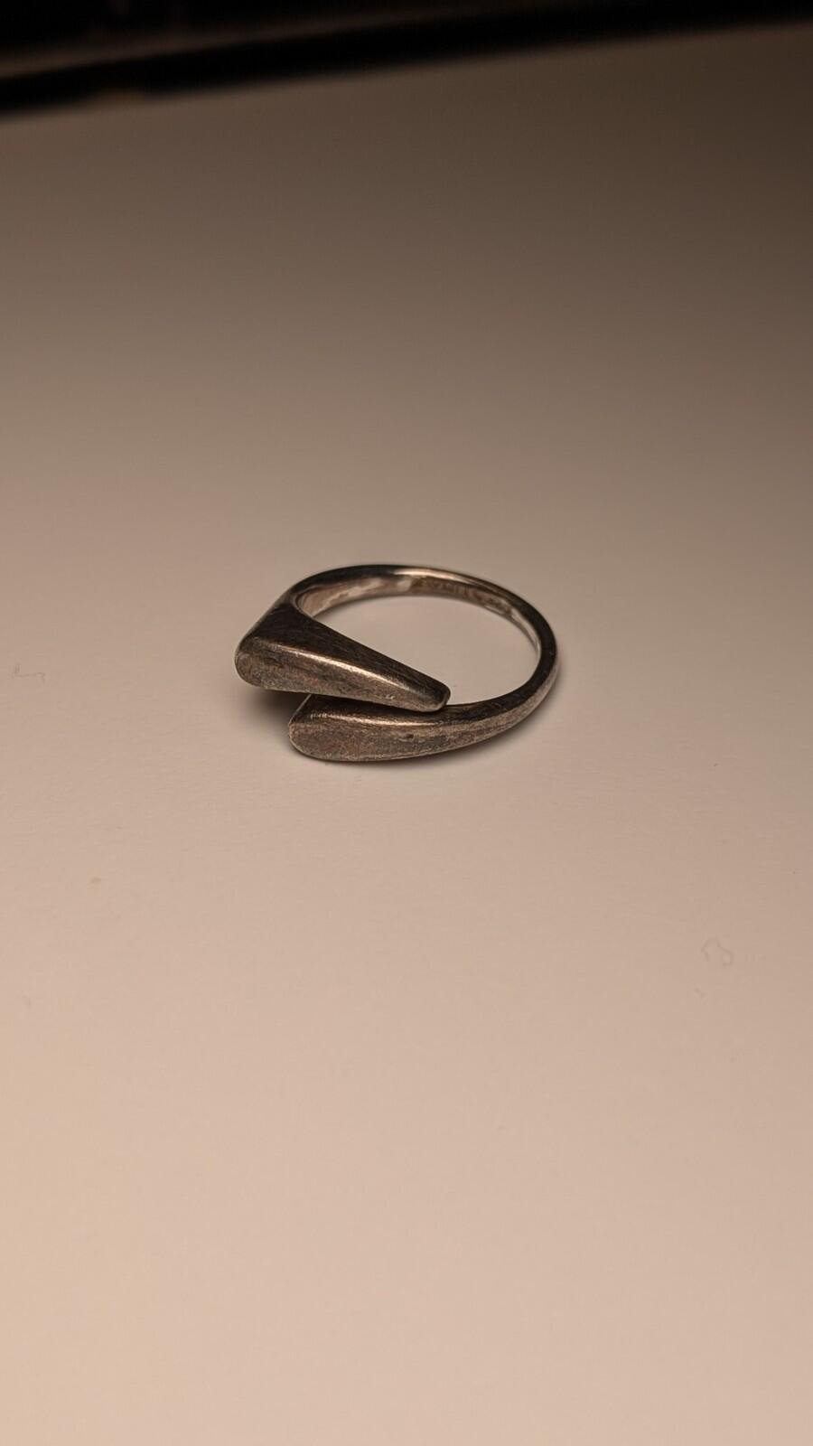 Vintage Sterling Silver Double Droplet Ring | Size R | 925 - Image 4