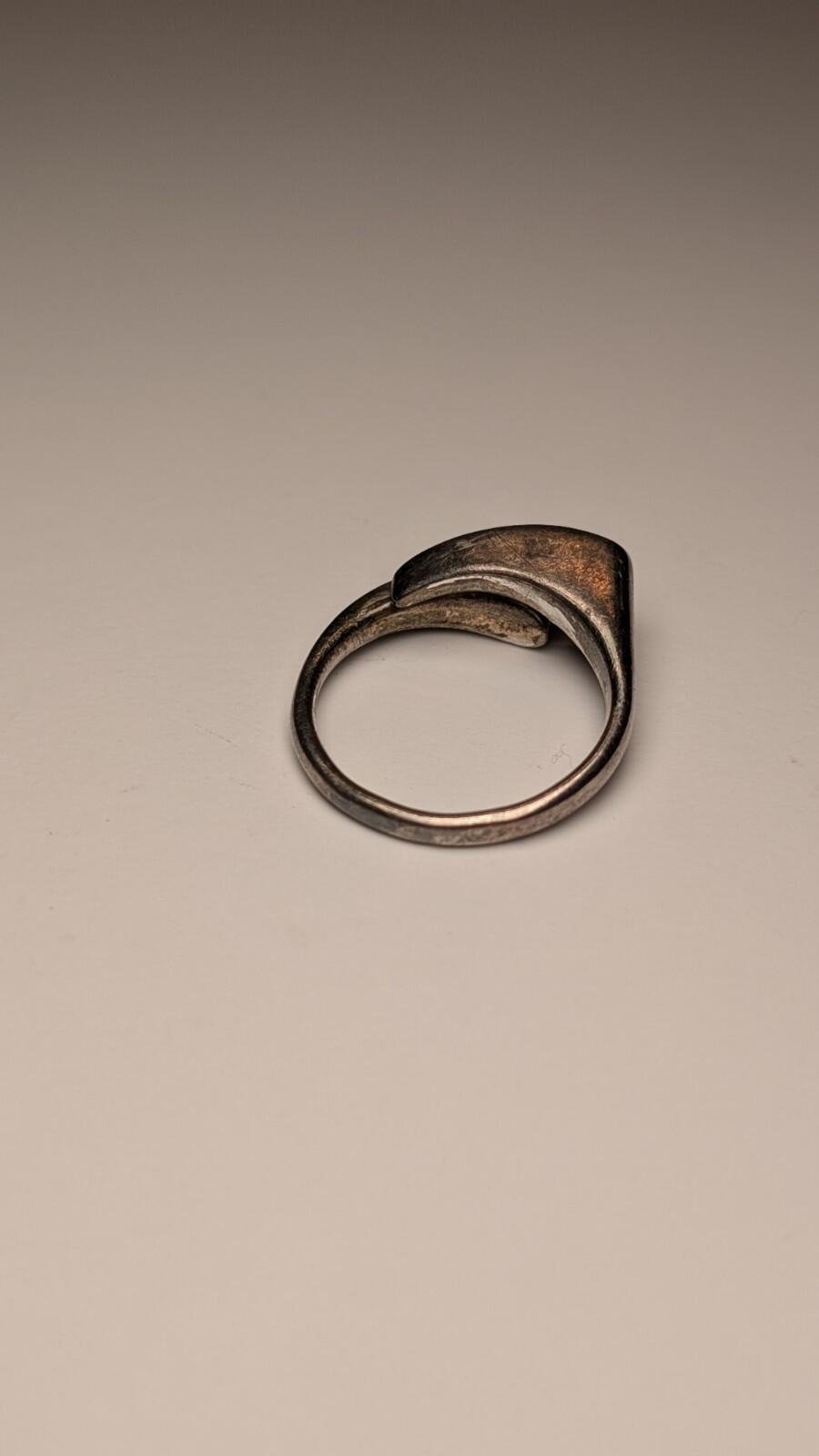 Vintage Sterling Silver Double Droplet Ring | Size R | 925 - Image 5