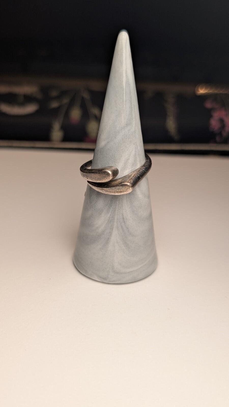 Vintage Sterling Silver Double Droplet Ring | Size R | 925 - Image 6