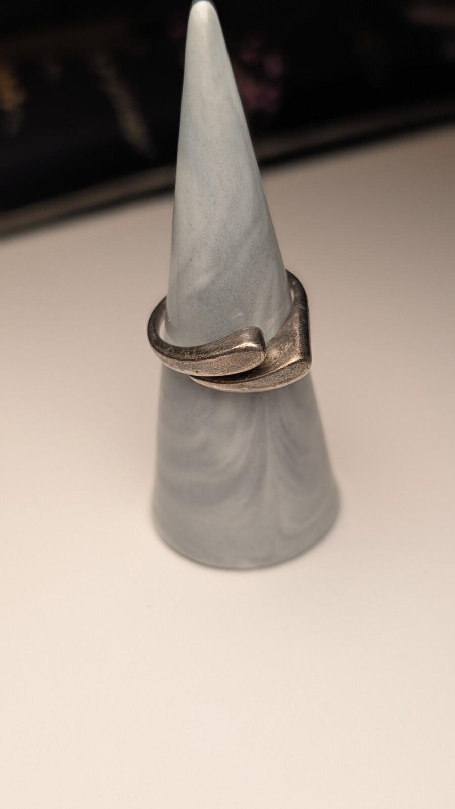 Vintage Sterling Silver Double Droplet Ring | Size R | 925 - Image 7