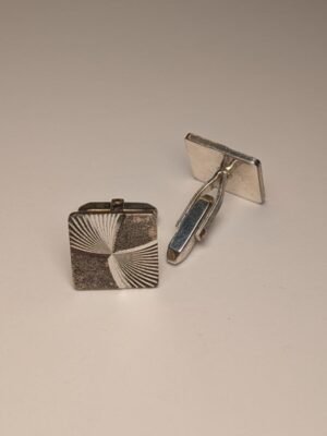 Vintage Sterling Silver Square Etched Men's Cuff Links | 925 Silver