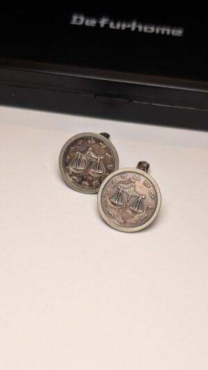 Vintage Sterling Silver Libra Star Sign Cuff Links | 925 Silver (Slightly Bent)