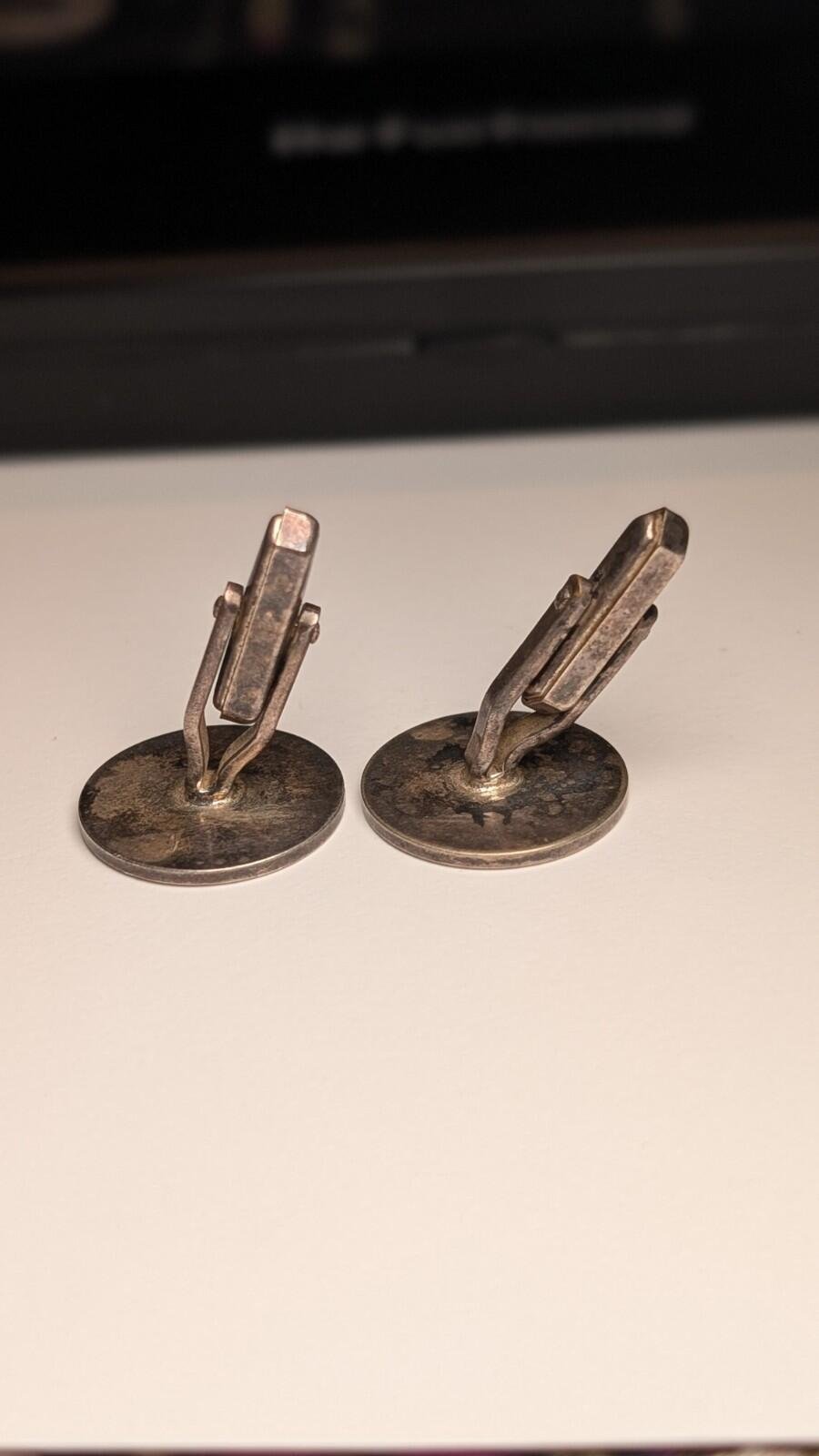 Vintage Sterling Silver Libra Star Sign Cuff Links | 925 Silver (Slightly Bent) - Image 4