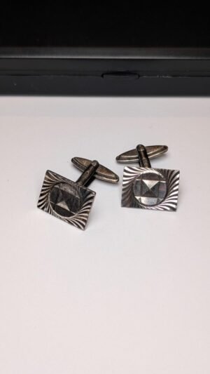 Vintage Sterling Silver Etched Men's Cuff Links | 925 Silver
