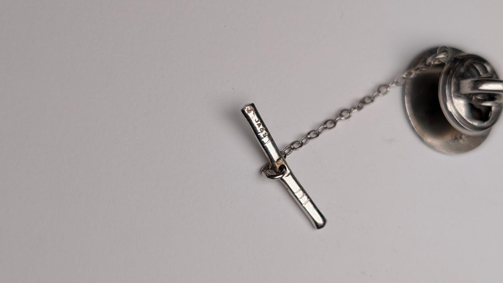 Vintage Sterling Silver Football Tie Pin | 925 Silver Mens Tie Pin - Image 3